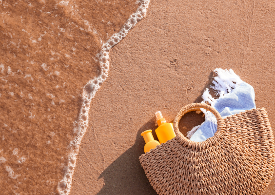 Praia de Recifes Salvos com protetor solar