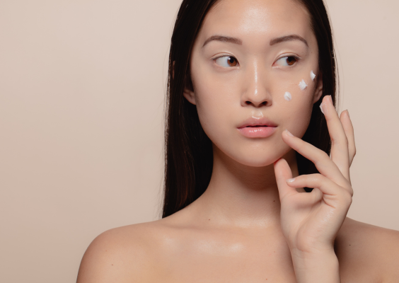 Woman using sun protection